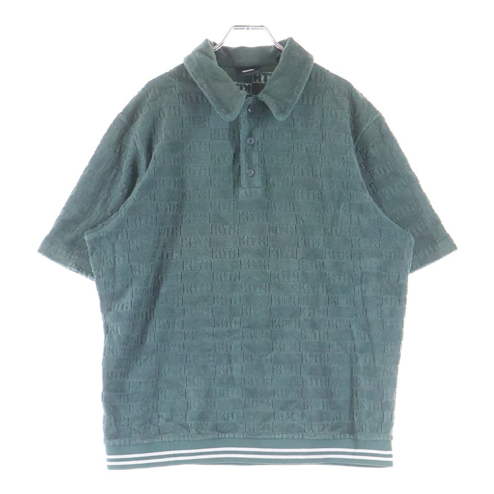 KITH(キス) Graham Polo Court グラハム 総柄 パイル 半袖ポロシャツ グリーン KHM031070