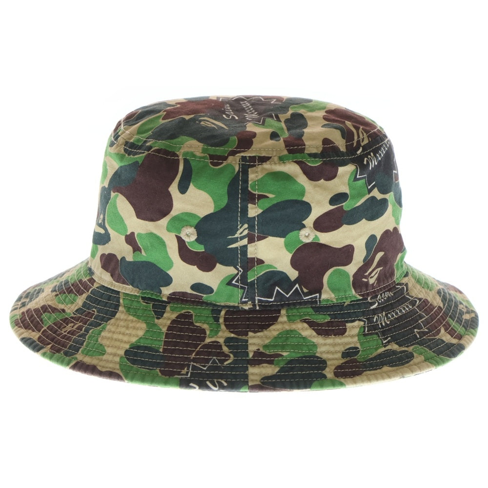 SAINT MICHAEL(セントマイケル) ×A BATHING APE AP_BUCKET HAT ST APE CAMO アベイシングエイプ カモフラ バケットハット キャップ 帽子 迷彩 カーキ SM-YS8-0000-C31