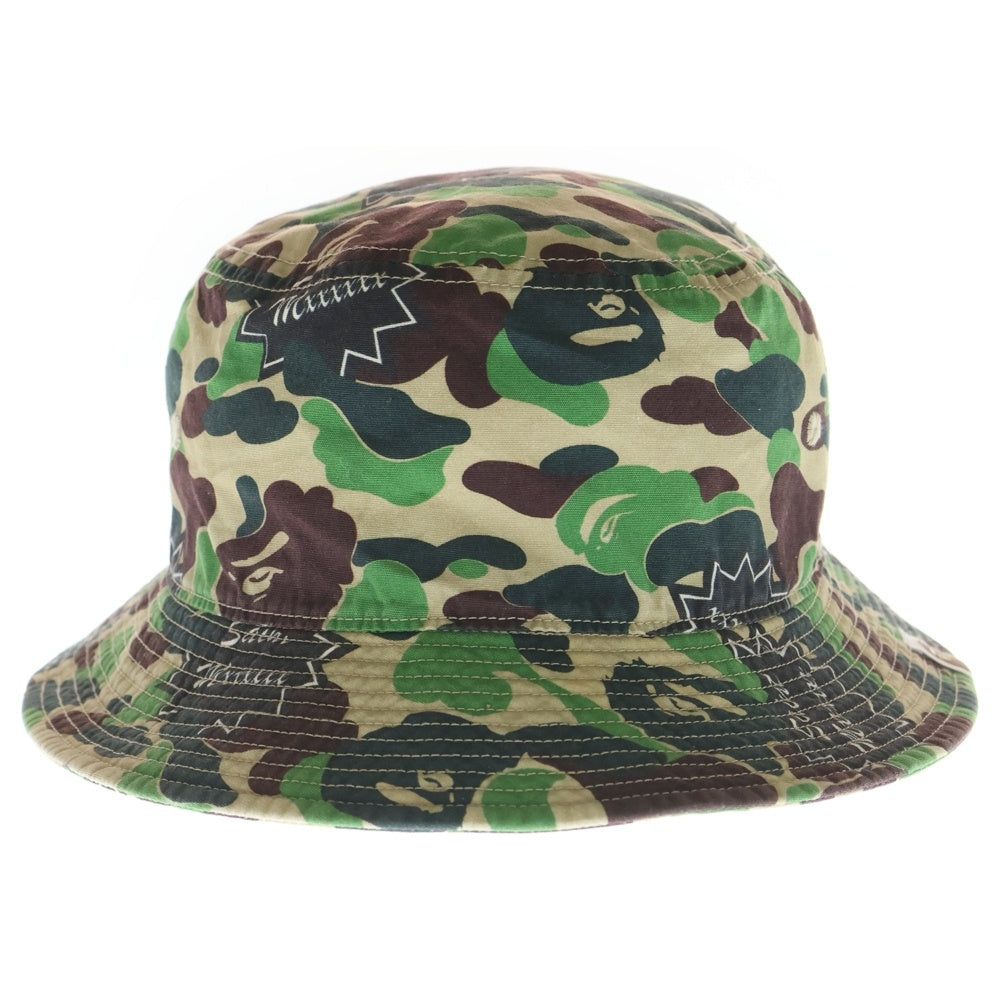SAINT MICHAEL(セントマイケル) ×A BATHING APE AP_BUCKET HAT ST APE CAMO アベイシングエイプ カモフラ バケットハット キャップ 帽子 迷彩 カーキ SM-YS8-0000-C31