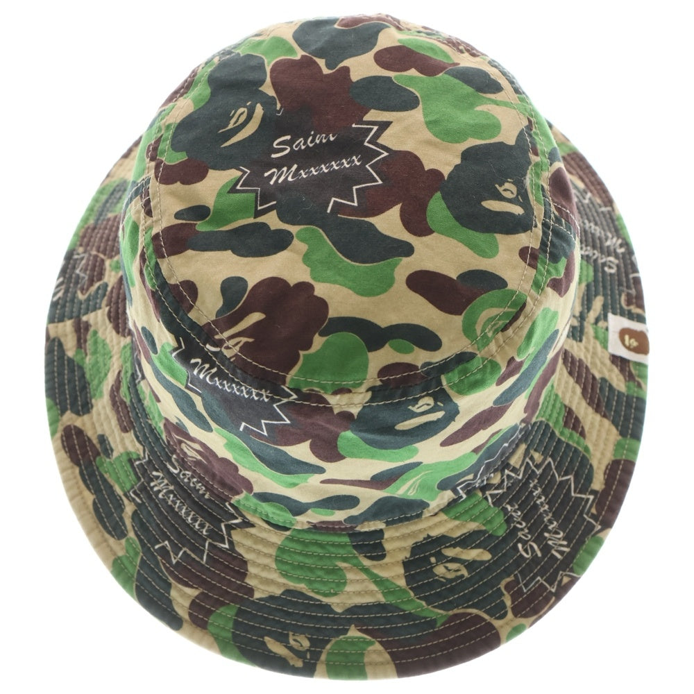 SAINT MICHAEL(セントマイケル) ×A BATHING APE AP_BUCKET HAT ST APE CAMO アベイシングエイプ カモフラ バケットハット キャップ 帽子 迷彩 カーキ SM-YS8-0000-C31