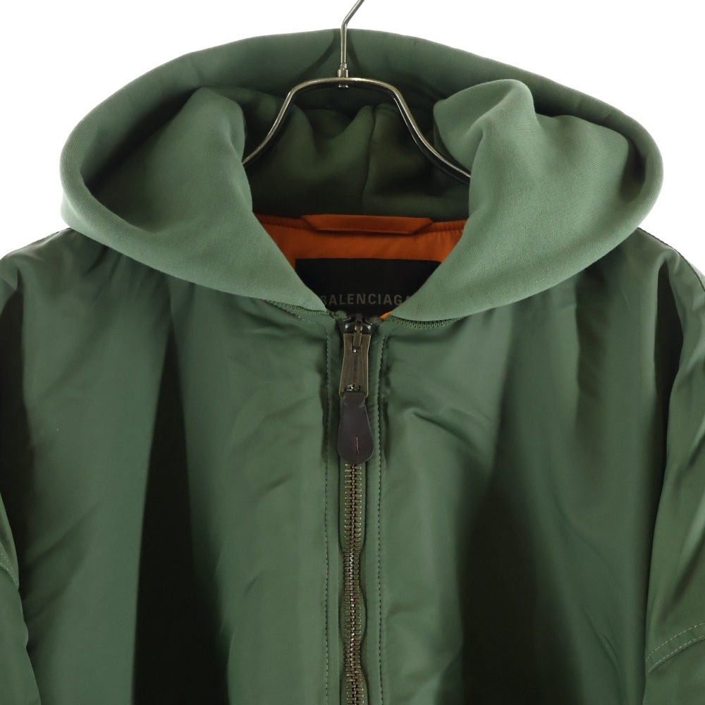 BALENCIAGA(バレンシアガ) 24AW ダメージ加工 パーカードッキング フーデッドフライトボンバージャケット カーキ 796940 TP004