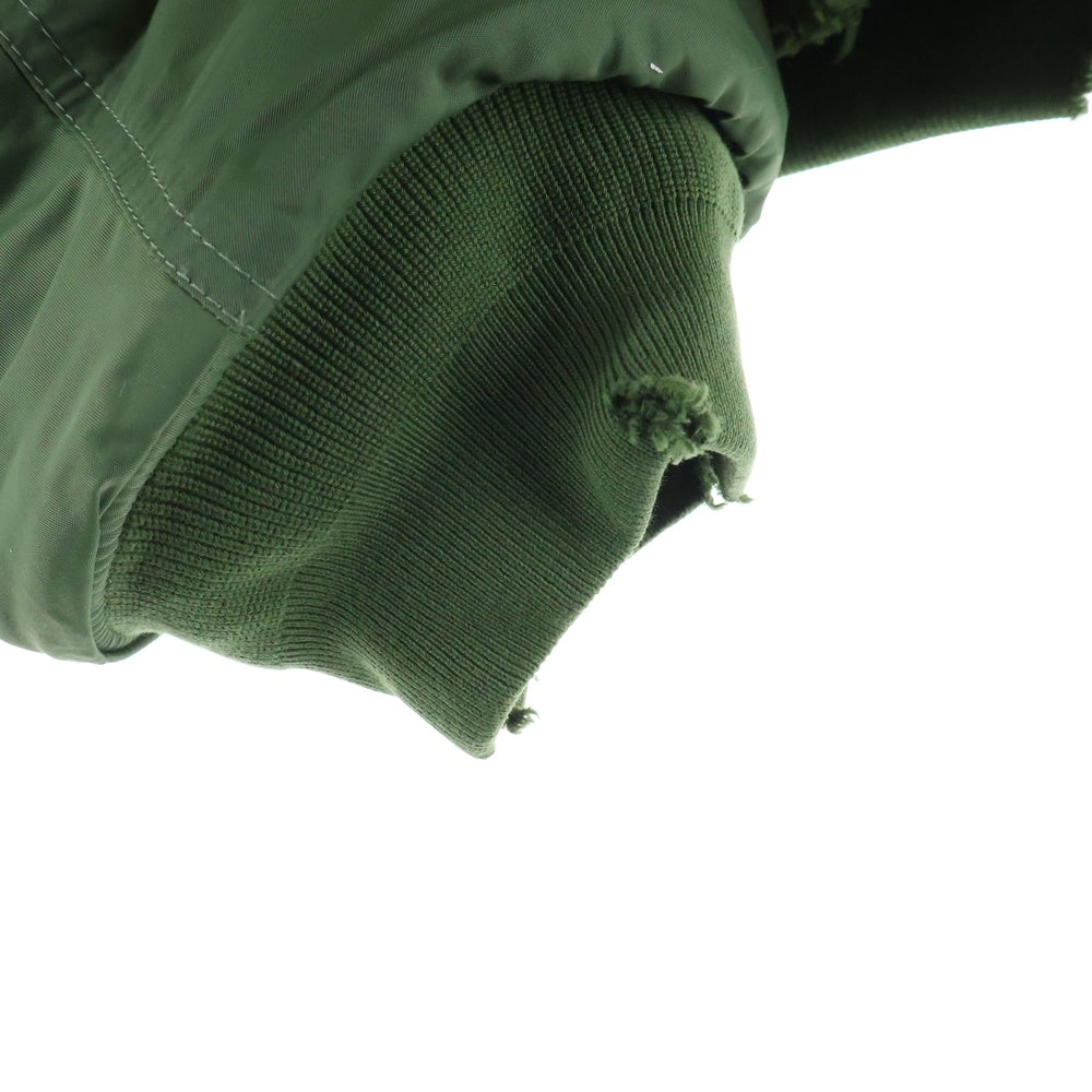 BALENCIAGA(バレンシアガ) 24AW ダメージ加工 パーカードッキング フーデッドフライトボンバージャケット カーキ 796940 TP004