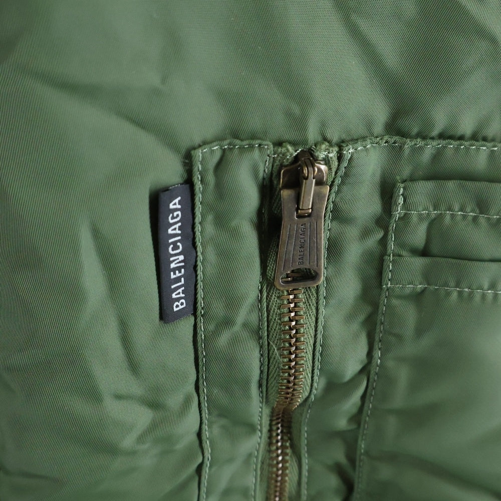 BALENCIAGA(バレンシアガ) 24AW ダメージ加工 パーカードッキング フーデッドフライトボンバージャケット カーキ 796940 TP004
