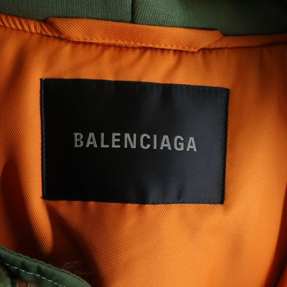 BALENCIAGA(バレンシアガ) 24AW ダメージ加工 パーカードッキング フーデッドフライトボンバージャケット カーキ 796940 TP004