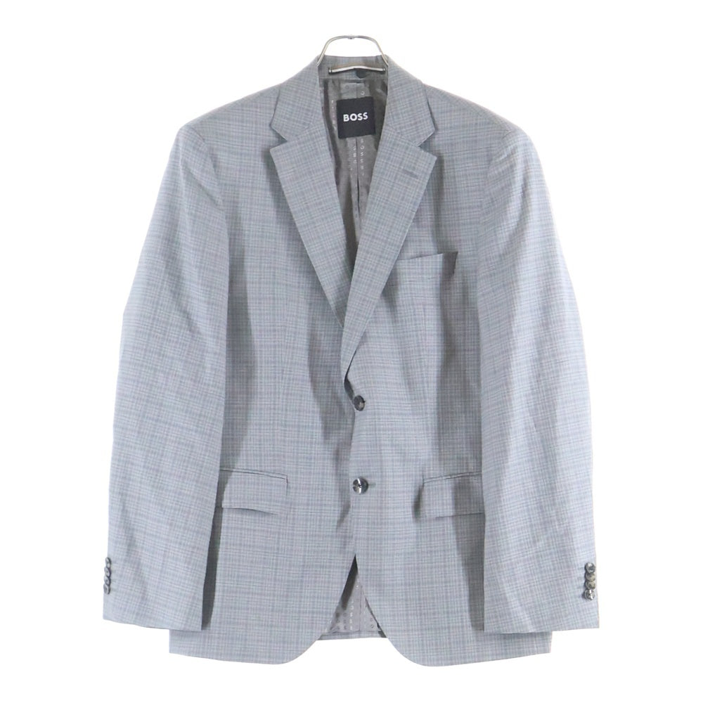 HUGO BOSS(ヒューゴボス) ウール ウィンドウペンチェック 2Bテーラードジャケット センタープレス スラックスパンツ セットアップ グレー