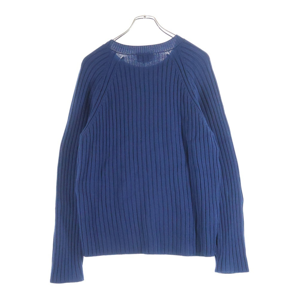 HERMES(エルメス) ウール ショルダーボタン リブニット クルーネックセーター ブルー