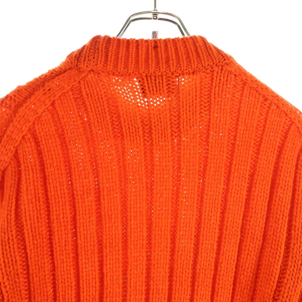 MONCLER(モンクレール) 22AW ウール混 サイドスナップボタン ケーブルニット クルーネックセーター オレンジ H20979C0004