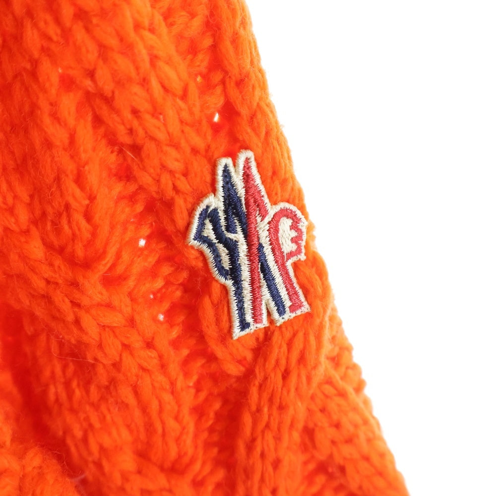 MONCLER(モンクレール) 22AW ウール混 サイドスナップボタン ケーブルニット クルーネックセーター オレンジ H20979C0004