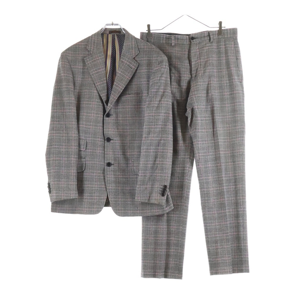 ETRO(エトロ) ウール チェック 2Bテーラードジャケット センタープレス スラックスパンツ セットアップ グレー