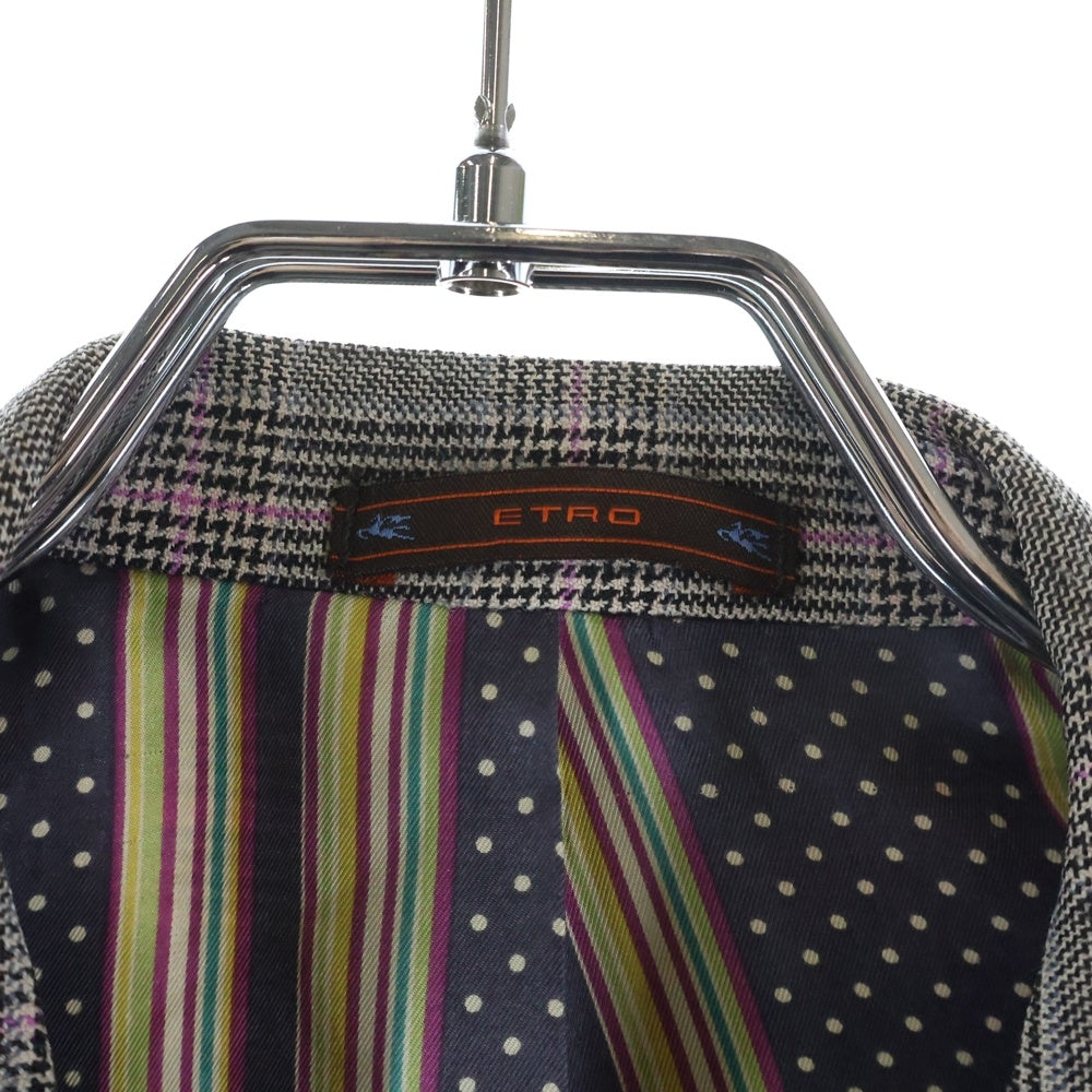 ETRO(エトロ) ウール チェック 2Bテーラードジャケット センタープレス スラックスパンツ セットアップ グレー