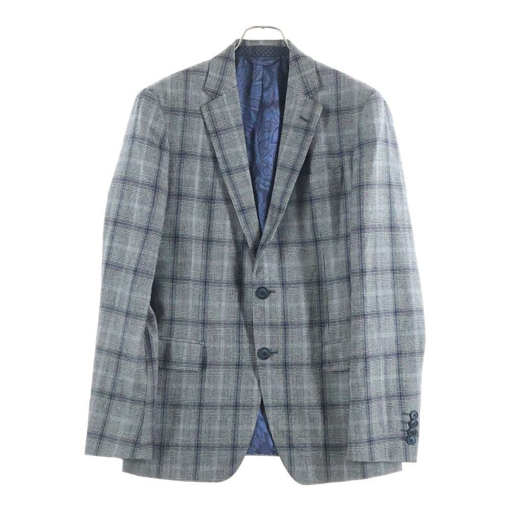 ETRO(エトロ) ウール チェック 2Bテーラードジャケット センタープレス スラックスパンツ セットアップ グレー