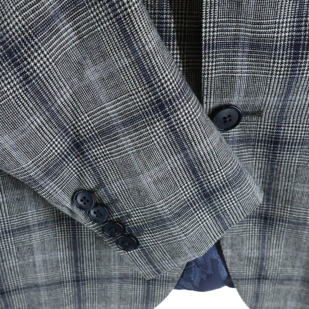 ETRO(エトロ) ウール チェック 2Bテーラードジャケット センタープレス スラックスパンツ セットアップ グレー