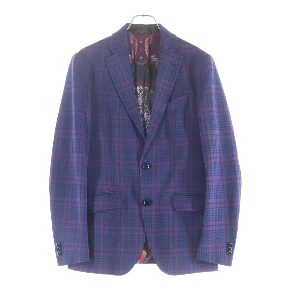 ETRO(エトロ) コットン 千鳥格子柄 2Bテーラードジャケット パープル