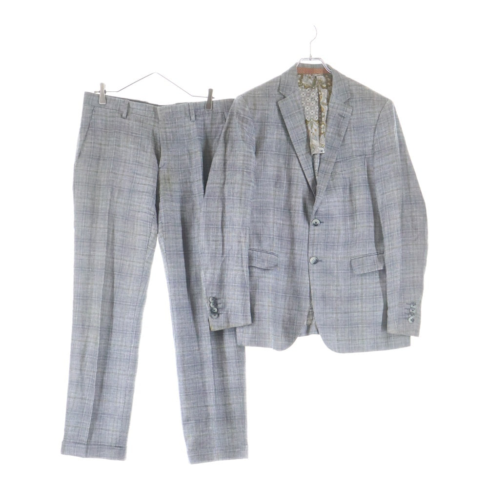 ETRO(エトロ) ウール混 チェック 2Bテーラードジャケット センタープレス スラックスパンツ セットアップ グレー