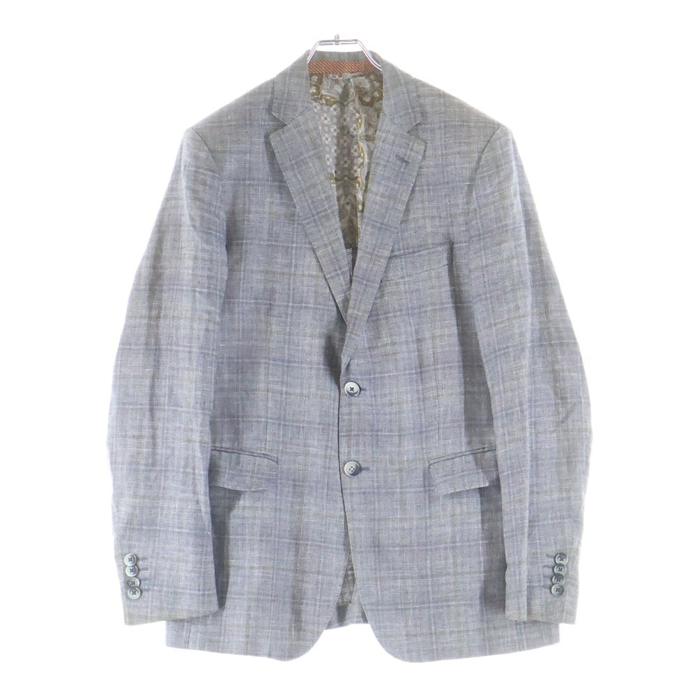 ETRO(エトロ) ウール混 チェック 2Bテーラードジャケット センタープレス スラックスパンツ セットアップ グレー