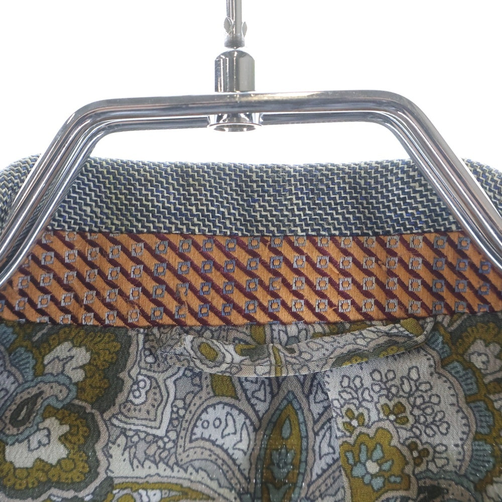 ETRO(エトロ) ウール混 チェック 2Bテーラードジャケット センタープレス スラックスパンツ セットアップ グレー