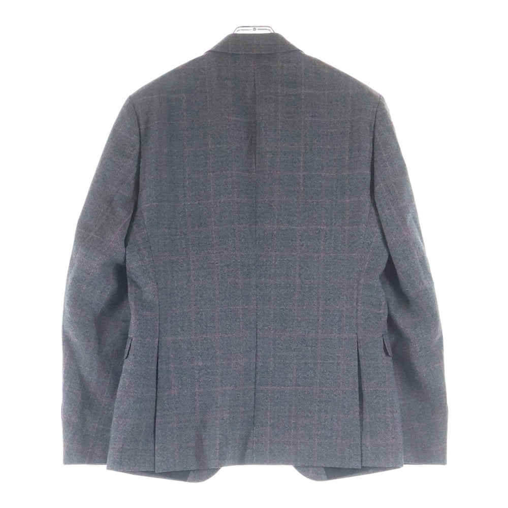 HUGO BOSS(ヒューゴボス) ウール チェック 2Bテーラードジャケット センタープレス スラックスパンツ シルクベスト 3ピース セットアップ グレー