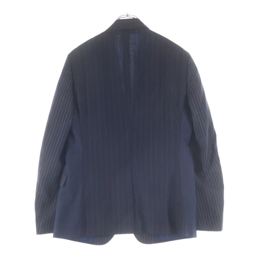 ETRO(エトロ) ウール チェック 2Bテーラードジャケット センタープレス スラックスパンツ シルクベスト 3ピース セットアップ ネイビー