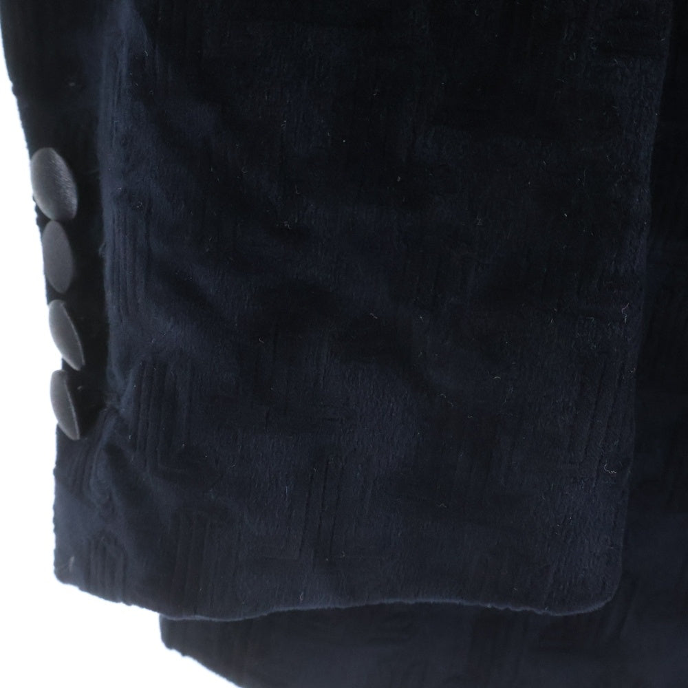 LANVIN(ランバン) ベルベット ロゴラインストーン 1Bテーラードジャケット ブラック