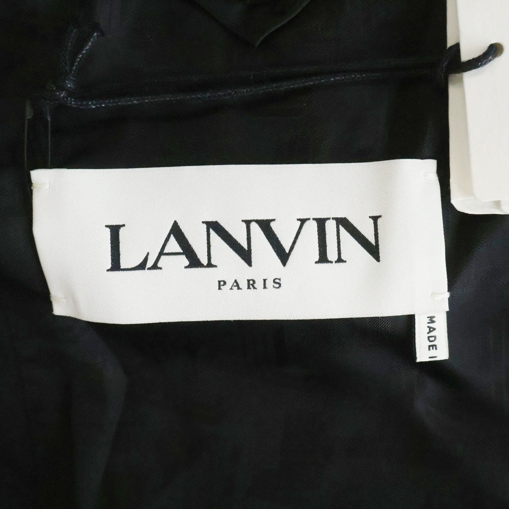 LANVIN(ランバン) ベルベット ロゴラインストーン 1Bテーラードジャケット ブラック