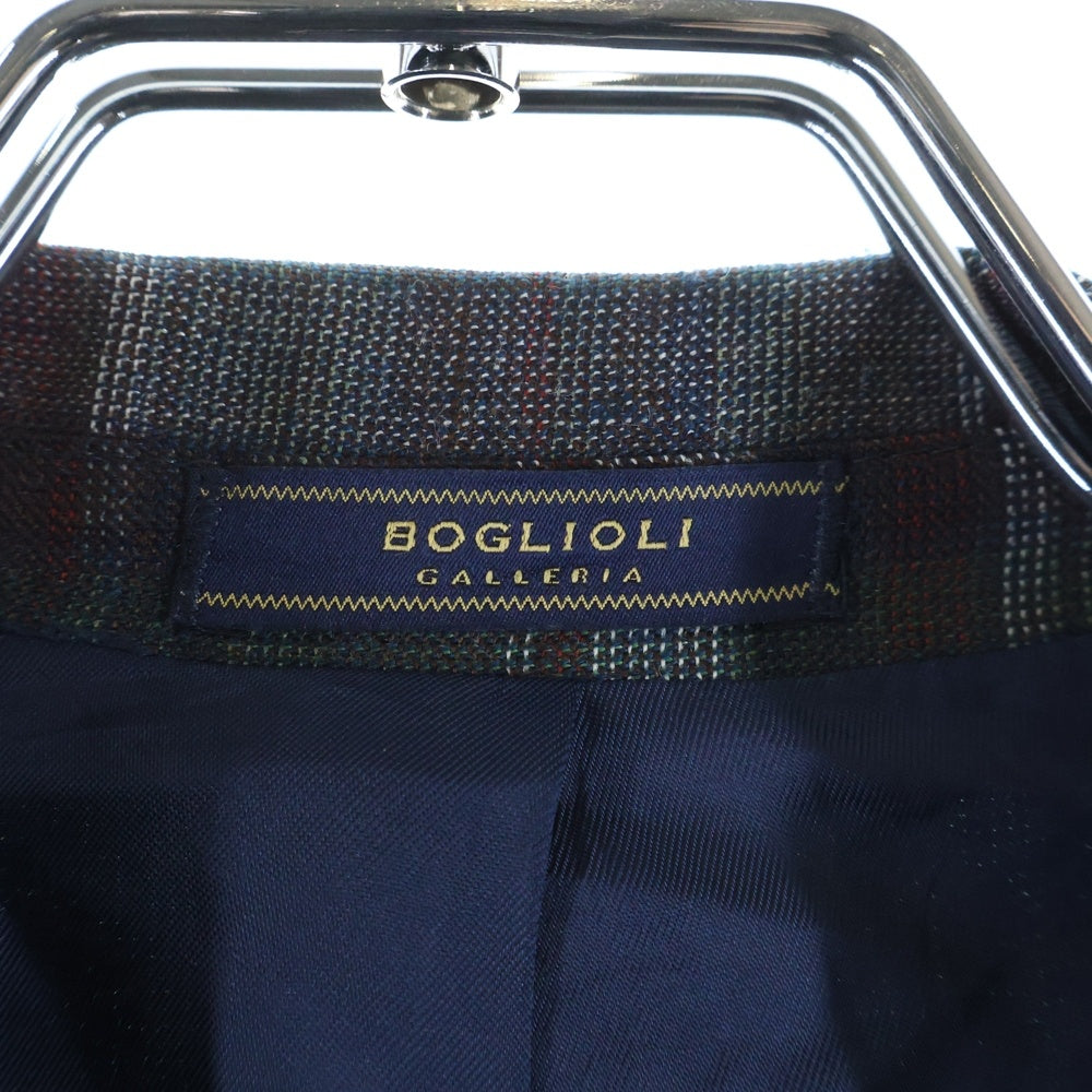 BOGLIOLI(ボリオリ) イタリア製 ウール混 チェック 2Bテーラードジャケット ネイビー UBL0504044M