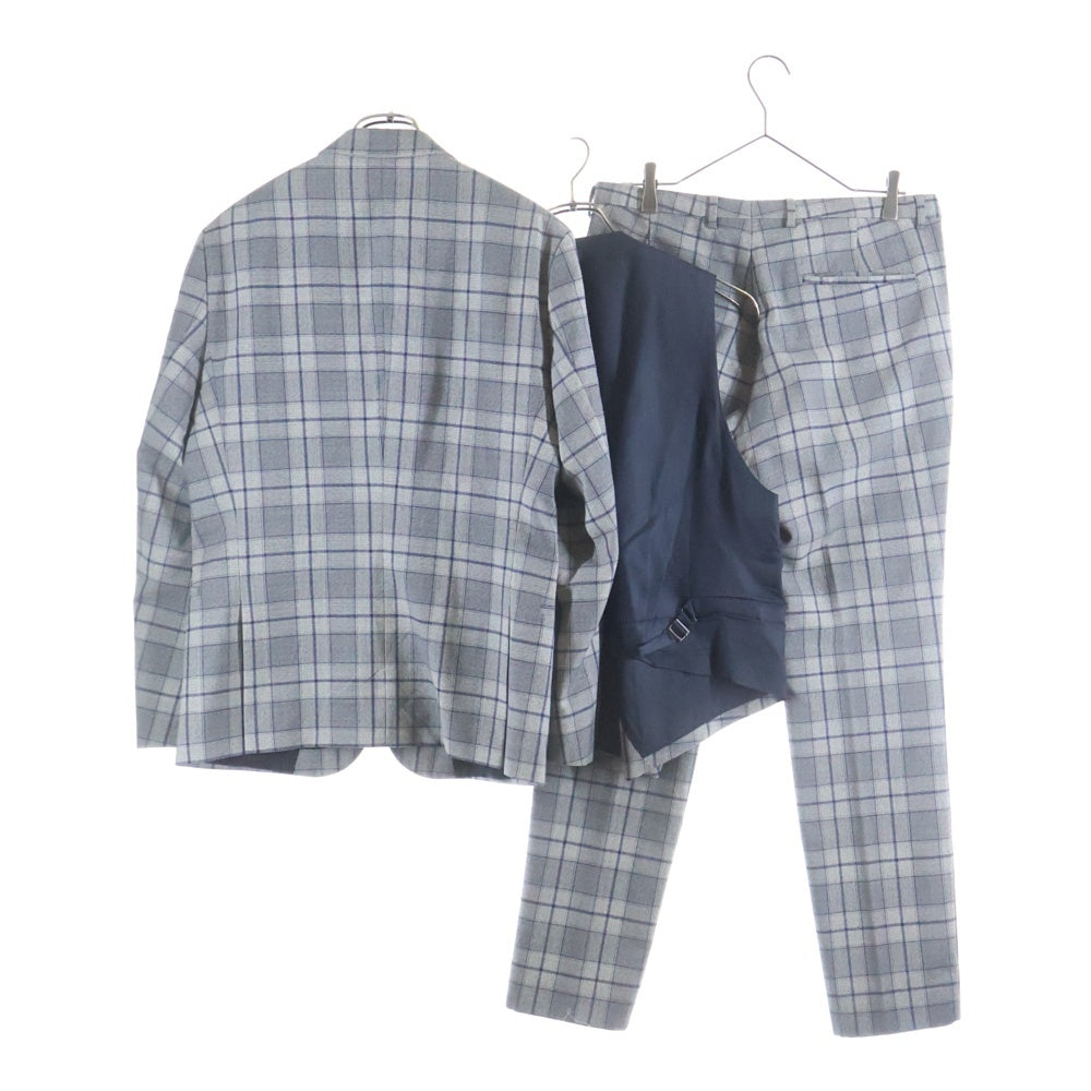 HUGO BOSS(ヒューゴボス) GUABELLO ウール チェック 2Bテーラードジャケット センタープレス スラックスパンツ セットアップ グレー