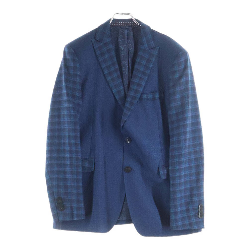 ETRO(エトロ) ウール アームチェック 2Bテーラードジャケット センタープレス スラックスパンツ セットアップ ネイビー