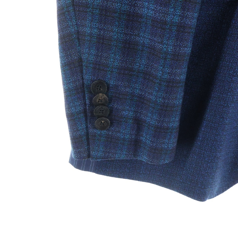 ETRO(エトロ) ウール アームチェック 2Bテーラードジャケット センタープレス スラックスパンツ セットアップ ネイビー