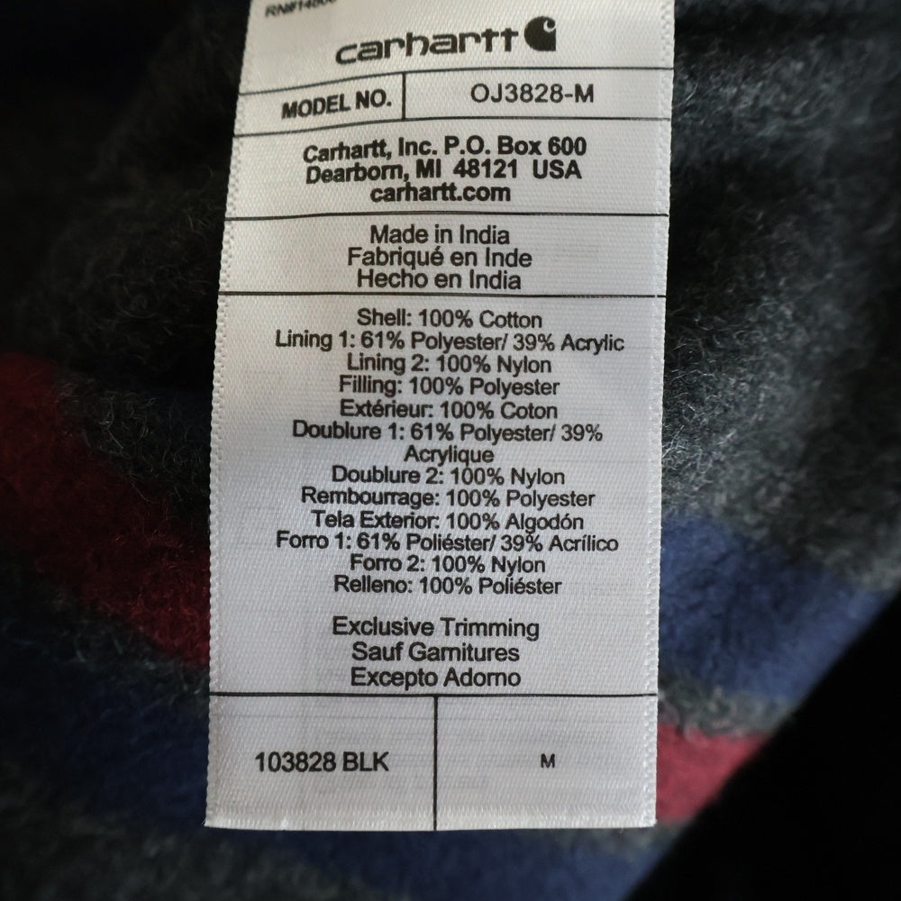 Carhartt WIP(カーハート ダブリューアイピー) DETROIT JACKET 裏地ブランケット ダック地 デトロイトジャケット ブラック OJ3828