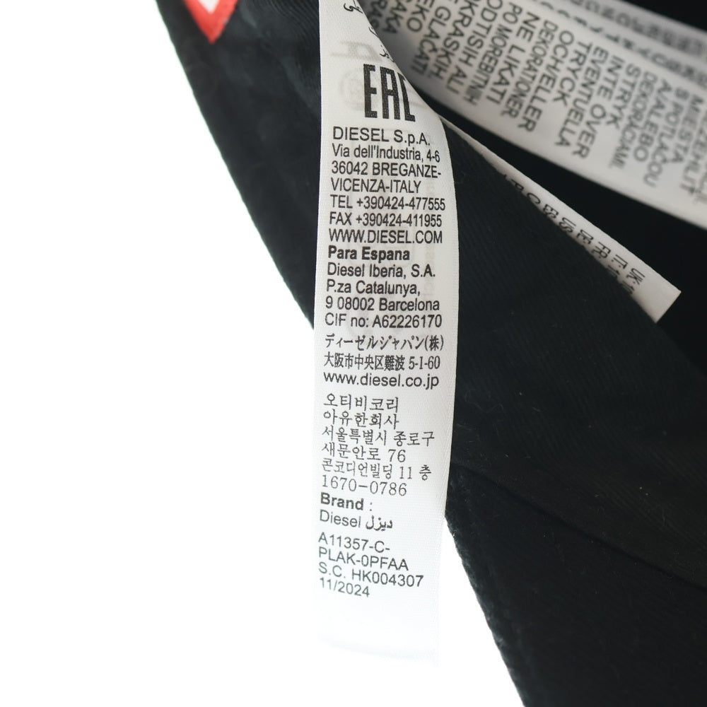 DIESEL(ディーゼル) オーバルロゴプレートデザイン 6パネル アジャスター付き ベースボールキャップ 帽子 ブラック A11357