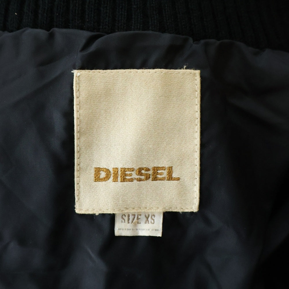 DIESEL(ディーゼル) 00S マルチポケット レースデザイン ニット切り替え ジップアップ 中綿ジャケット レディース ブラック
