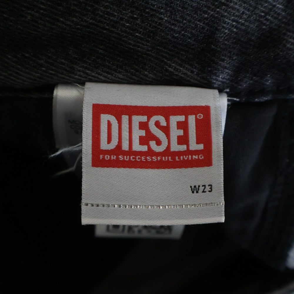 DIESEL(ディーゼル) 24AW D-POKY-S JEANS マルチポケット ロゴデザイン ジップアップ フレア デニムパンツ レディース ブラック A14739