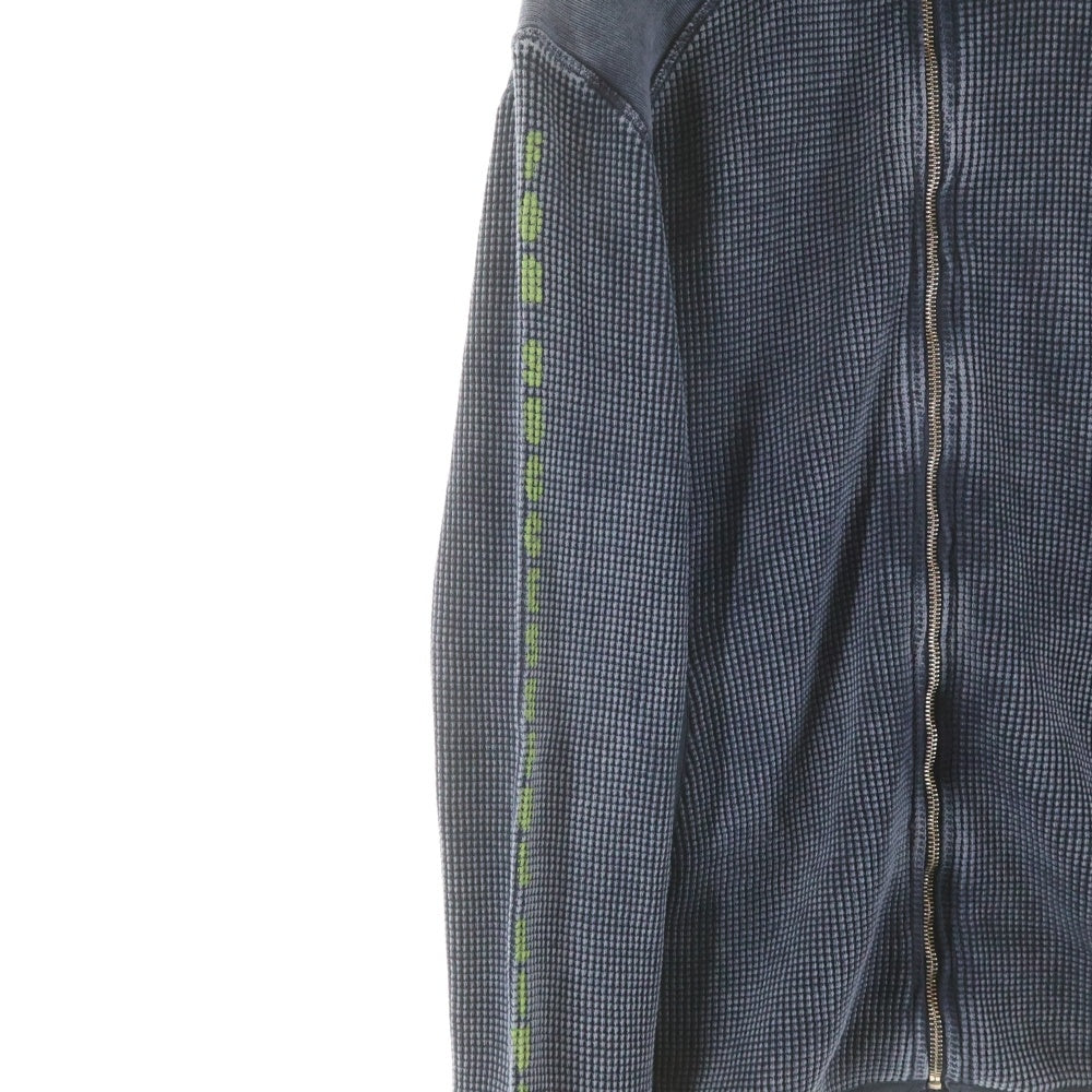 DIESEL(ディーゼル) WAFCOOL-ZIP-LS ワッフル生地 エンブロイダリーデザイン ジップアップ ニット カーディガン レディース ブルー A14881