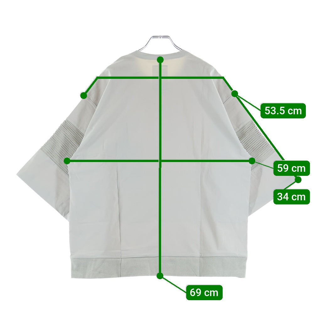 SHAREEF(シャリーフ) メッシュ切り替え クルーネック半袖ナイロンTシャツ カットソー グレー 21535030
