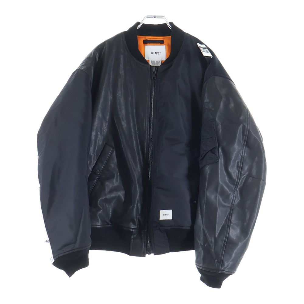 WTAPS(ダブルタップス) 19AW ×NEIGHBORHOOD W1 VE JACKET ネイバーフッド 異素材切替 MA-1 フライトジャケット ブラック 192BRNHD-JKM02S