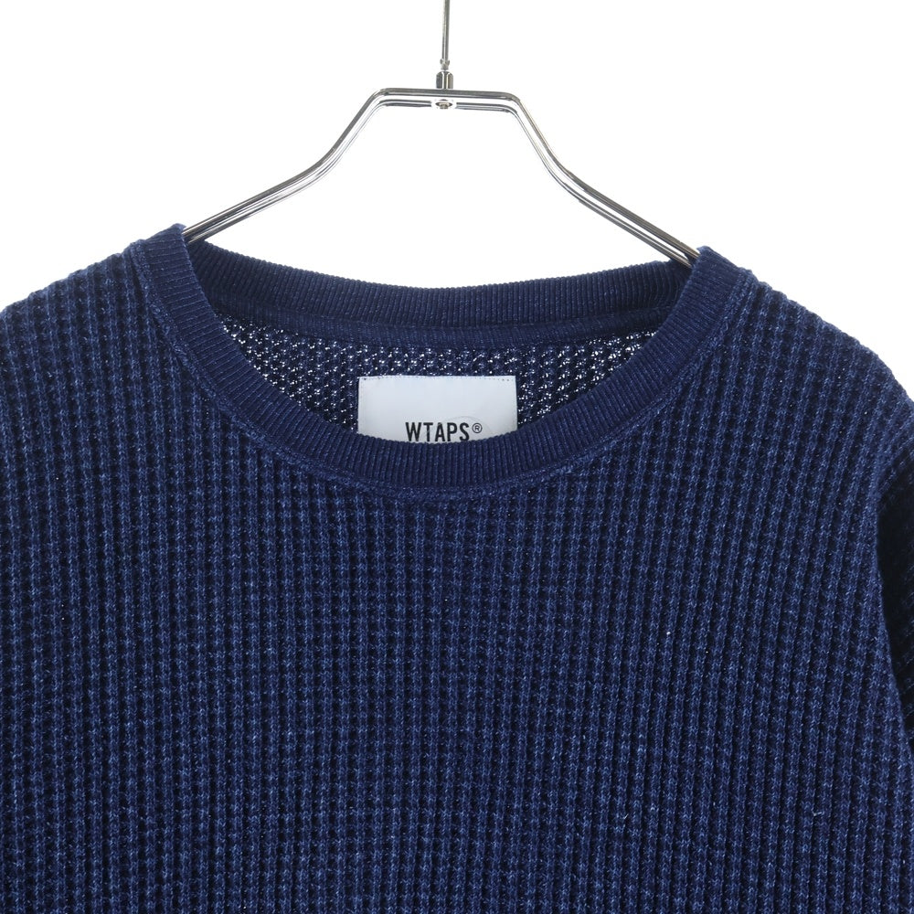 WTAPS(ダブルタップス) 22SS ワッフル クルーネック オーバーサイズ コットンニット セーター インディゴ 221ATDT-CSM36