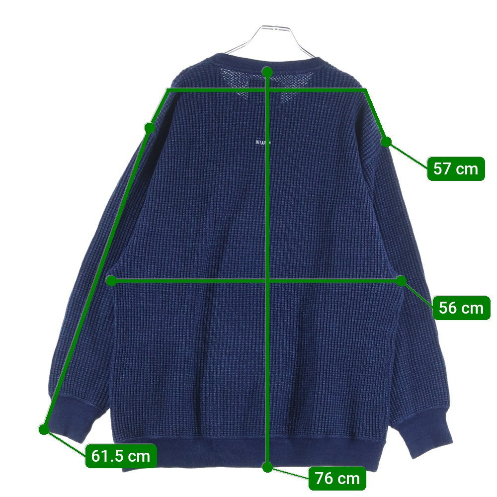 WTAPS(ダブルタップス) 22SS ワッフル クルーネック オーバーサイズ コットンニット セーター インディゴ 221ATDT-CSM36