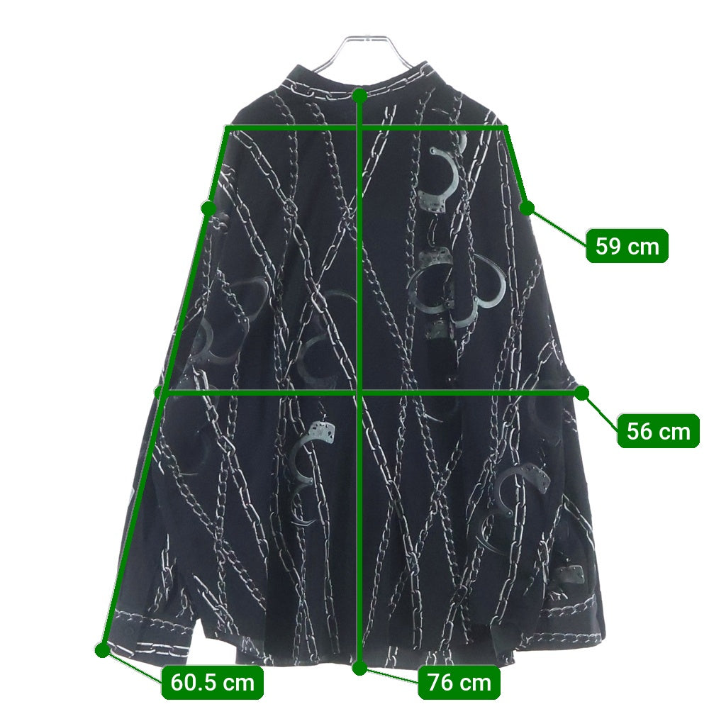 LAD MUSICIAN(ラッドミュージシャン) CHAIN AND HANDCUFF BACK FRONT SHIRT チェーンアンドハンドカフ バックフロント 長袖シャツ ブラック 2120-123