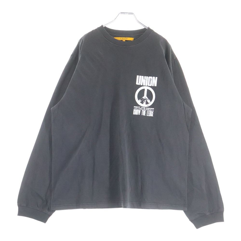 UNION(ユニオン) UPRISE L/S TEE フロントプリント クルーネック 長袖Tシャツ カットソー ブラック