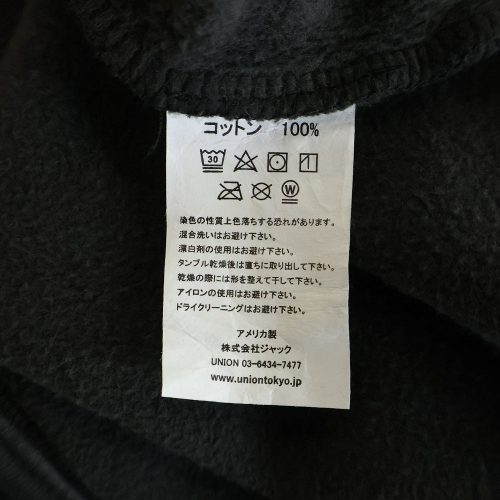 UNION(ユニオン) WARPED HOOD フロントロゴ スウェット プルオーバーパーカー ブラック