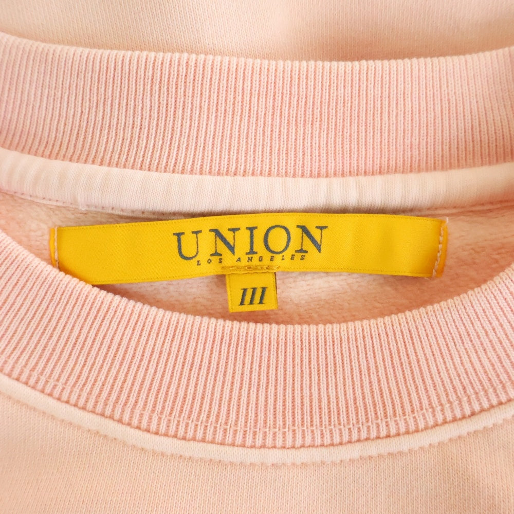 UNION(ユニオン) UNLA CREWNECK 両面プリント クルーネック スウェット トレーナー ピンク
