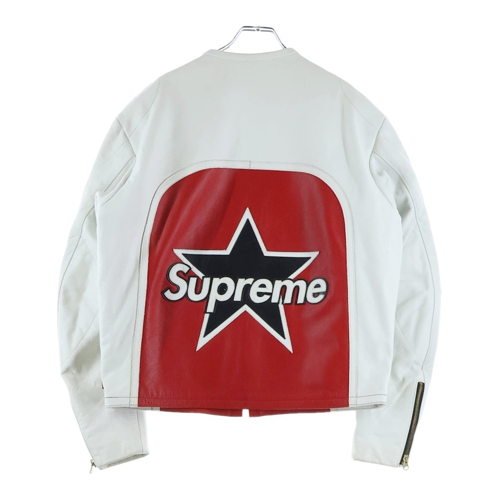 SUPREME(シュプリーム) 17SS ×Vanson Leather Star Jacket バンソン ロゴワッペン スターパッチ レザージャケット ホワイト/レッド
