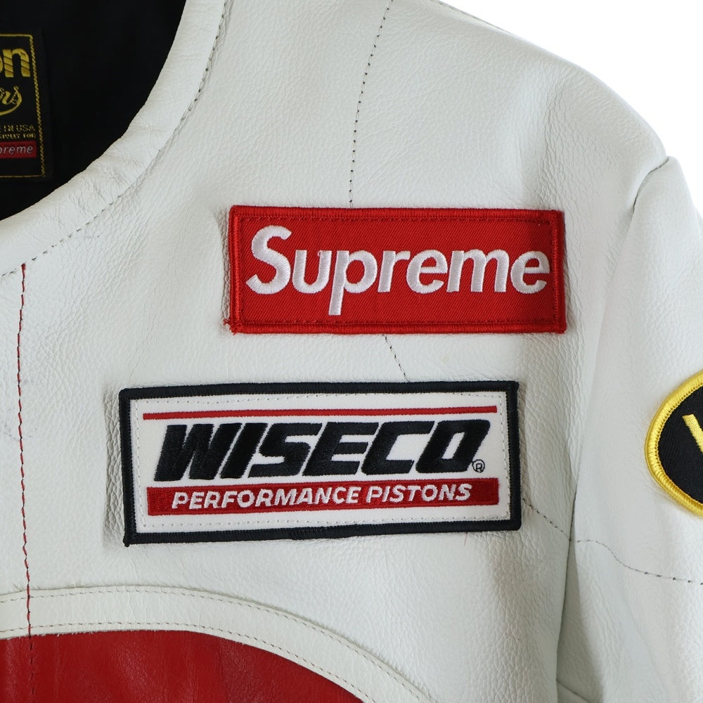 SUPREME(シュプリーム) 17SS ×Vanson Leather Star Jacket バンソン ロゴワッペン スターパッチ レザージャケット ホワイト/レッド