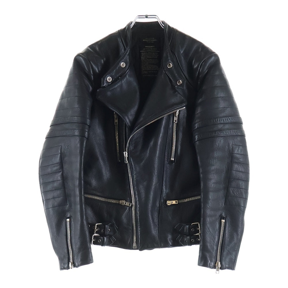 UNUSED(アンユーズド) 15AW カウレザー セミダブルライダース 裏地キルティング レザージャケット 牛革 ブラック US1304