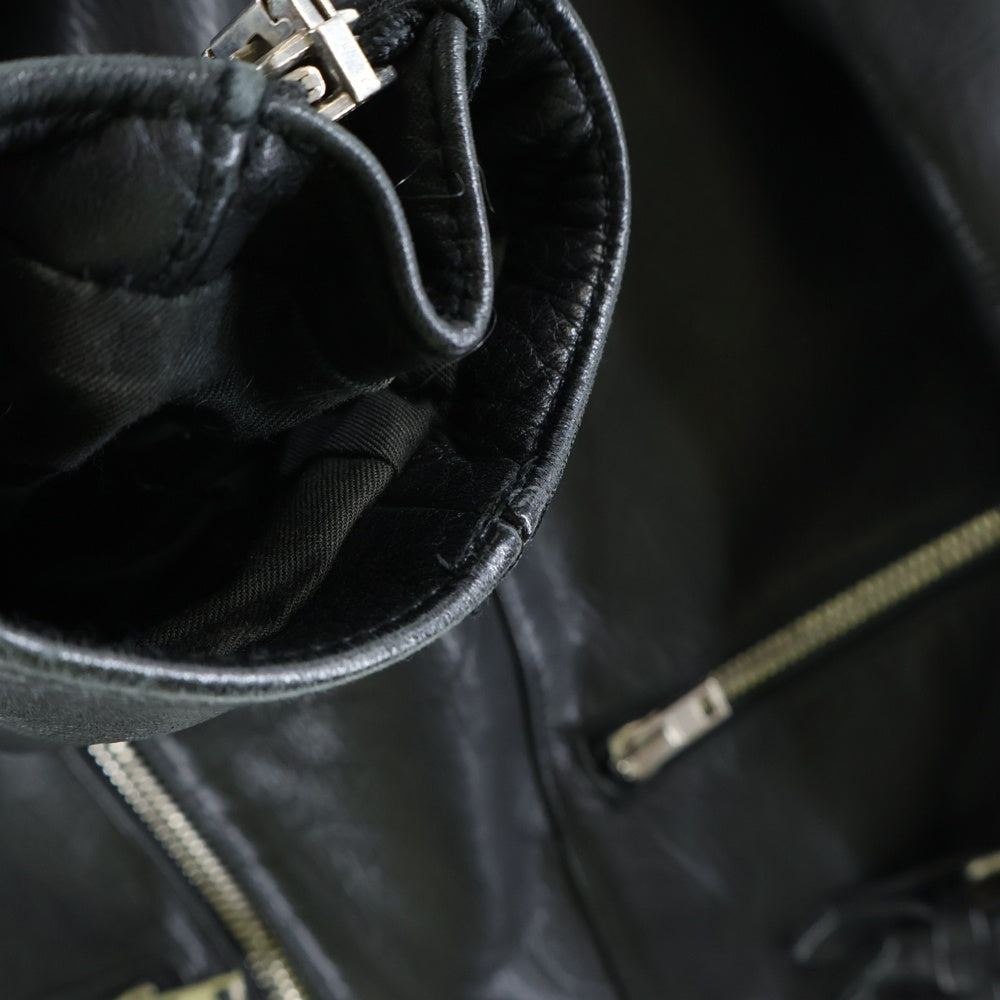 UNUSED(アンユーズド) 15AW カウレザー セミダブルライダース 裏地キルティング レザージャケット 牛革 ブラック US1304