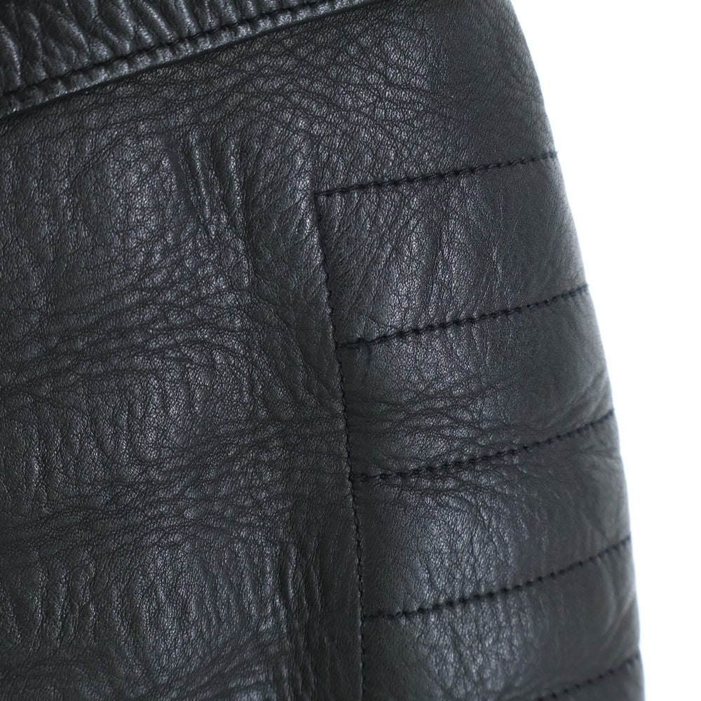 UNUSED(アンユーズド) 15AW カウレザー セミダブルライダース 裏地キルティング レザージャケット 牛革 ブラック US1304