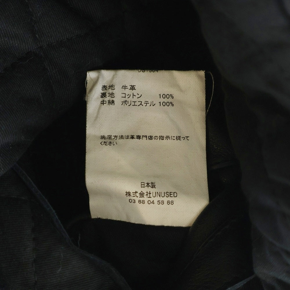 UNUSED(アンユーズド) 15AW カウレザー セミダブルライダース 裏地キルティング レザージャケット 牛革 ブラック US1304
