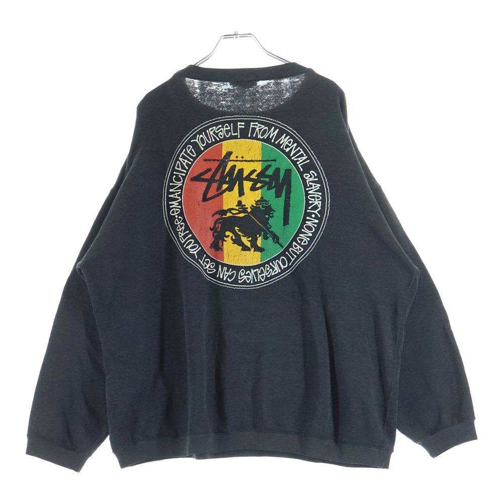 STUSSY(ステューシー) 80S VINTAGE ヴィンテージ 2枚タグ ラスタライオン クルーネック スウェット トレーナー 長袖 ブラック