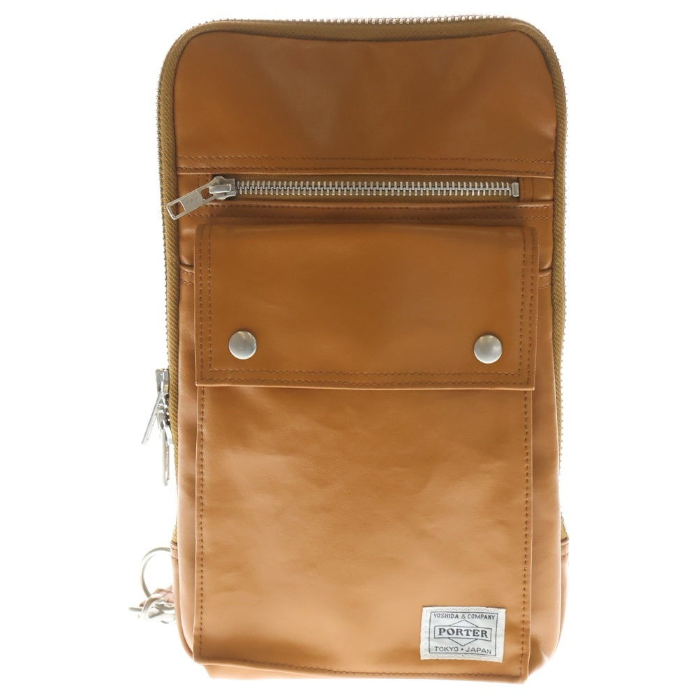 PORTER(ポーター) SLING SHOULDER BAG スリング マルチポケット レザーショルダーバック ブラウン 707-06127