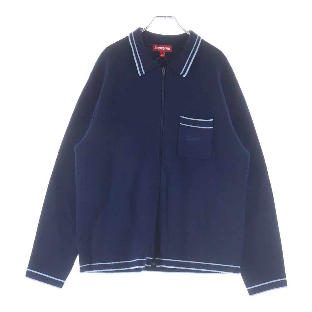 SUPREME(シュプリーム) 24AW Zip Up Polo Sweater ジップアップポロ スウェットセーター ブルー